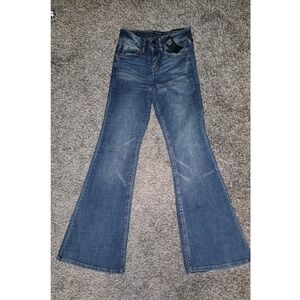 Wild Fable Womens Size 00 Mid Rise Flare Jeans High Stretch Blue Denim 32 Inseam